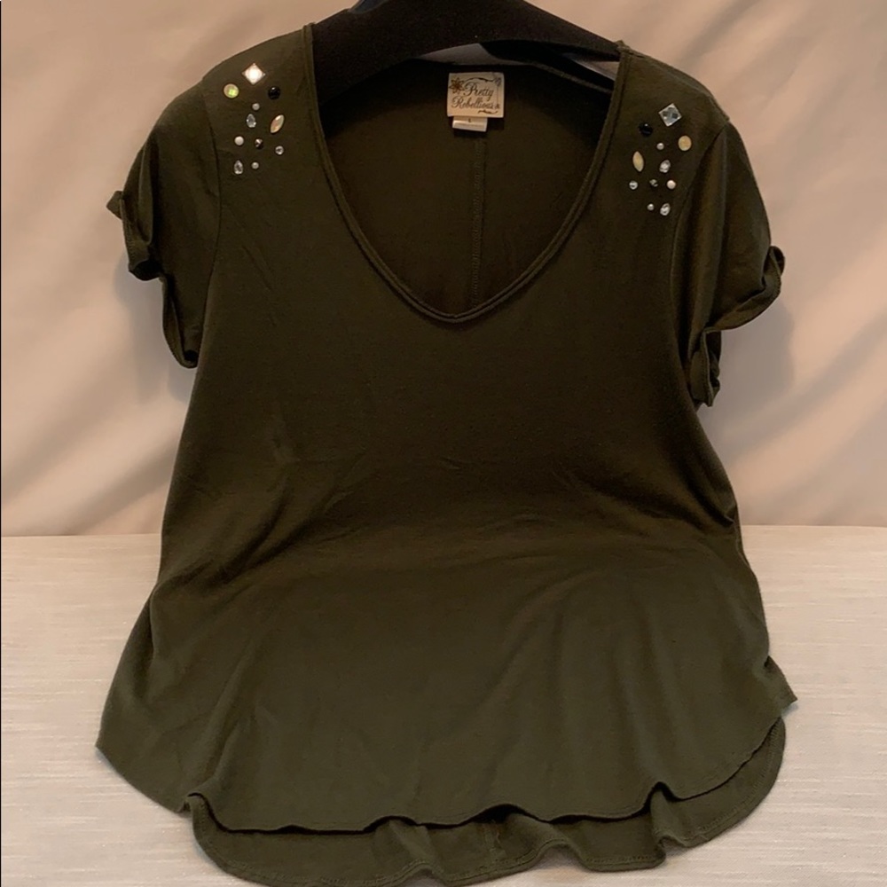 Pretty Rebellious Green dazzled shirt